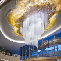 Lustre LED personnalisé en verre et cristal d'albâtre pour décoration intérieure, idéal pour villa, hall d'hôtel, escalier