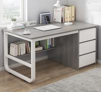 Bureau d'Écriture Modulaire Moderne et Simple en Bois avec Tiroir, Table d'Ordinateur en Fer pour Maison, Bureau, Chambre, Usage Commercial, Petits Espaces