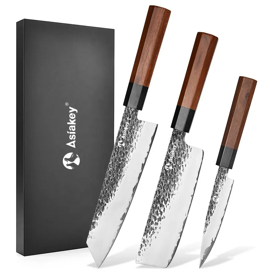 Ensemble de couteaux de cuisine japonais 9CR18MOV en acier inoxydable à haute teneur en carbone pour Chef cuisinier 3 pièces