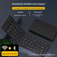 Clavier et souris sans fil USB ultra-minces, pliables et légers, combo à trois modes de charge, pour le bureau, les tablettes, les téléphones, les ordinateurs portables