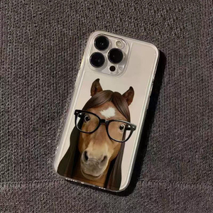 Coque de téléphone portable antichoc en TPU avec motif cheval à longs poils et lunettes amusantes pour iPhone 11 12 13 14 15 16 17 Pro Max Air - Product Image 3