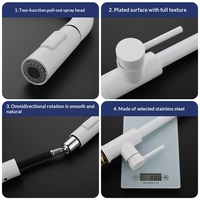 Robinet de cuisine monocommande en acier inoxydable blanc GEASAM avec commande tactile en céramique, eau froide et chaude, extractible, pour évier de lavabo