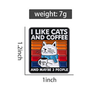 Мне нравятся кошки и кофе и, может быть, <span class=keywords><strong>3</strong></span> человека, эмалированная булавка, забавный мультяшный Кот, пьющий кофе, брошь, значок на лацкан, ювелирный подарок, оптовая продажа - Product Image 6