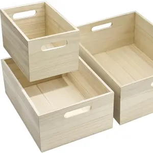 Portabile di grandi dimensioni in legno non finito casse di artigianato artistico Cabinet Organizer scatola di immagazzinaggio organizzatore legno
