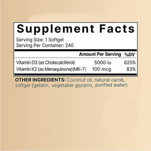 Fabricantes de cápsulas blandas de vitamina <span class=keywords><strong>D3</strong></span> personalizables <span class=keywords><strong>1000</strong></span> <span class=keywords><strong>IU</strong></span> <span class=keywords><strong>D3</strong></span> <span class=keywords><strong>K2</strong></span> Softgel soporte inmunológico y cápsulas blandas de huesos y dientes - Product Image 5