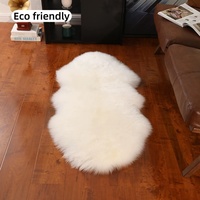 Tapis en fourrure de mouton véritable, 2 peaux, teint blanc, doux, pour décoration d'intérieur hivernale, taille personnalisable, vente en gros, direct usine, support d'échantillons