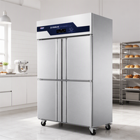 Congélateur de cuisine professionnel à 4 portes, à flux d'air dynamique ventilé, durable, de qualité alimentaire, pour la restauration collective