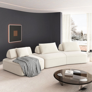 Light Luxury 4 Seat Sectional <b>Sofa</b> Set Upholstered Fluffy Chenille Fabric <b>Sofa</b> <b>Bed</b> Soft Pillows for Apartment Living Room - Product Image 2