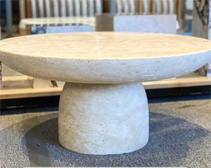 Table basse en marbre naturel travertin beige décoration de salon table basse vente directe d'usine - Product Image 1