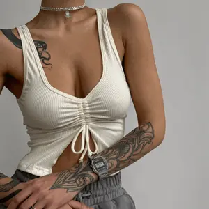 2023 Verão Novo Estilo Europeu & Americano Design Sense Vest Simples Cor Sólida Versátil Slim Fit Tank Top Pit para As Mulheres