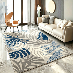Alfombra Moderna Azul Grisácea para Dormitorio, Alfombra Lavable con Diseño de Hojas de Palma, Alfombra para Sala de Estar, Decoración del Hogar, Tapiz para Salón - Product Image 1
