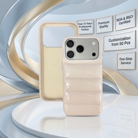 Étui de protection intégral antichoc en cuir PU matelassé rose brillant pour iPhone 15 16 17 Pro Max