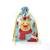 Sac cadeau de Noël personnalisé avec cordon de serrage, logo, emballage en aluminium à trois soudures latérales pour bonbons, biscuits, chocolat