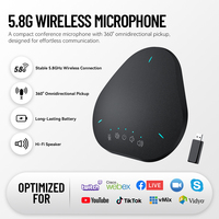 Microphone omnidirectionnel de conférence vidéo sans fil 5.8G, microphone à 360 degrés, haut-parleur de conférence mains libres