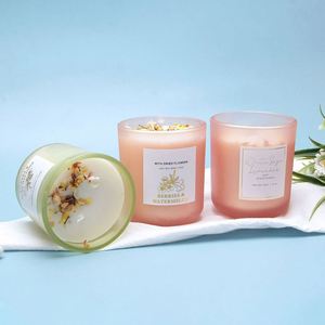 Elegant Handmade Soy Wax Scented Candles With Dried Flowers Floral Aromatherapy Home Decoration Cylinder Glass Jar 1 Wick - Product Image 1