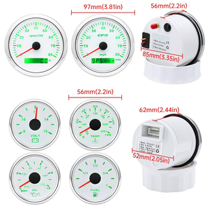 Tachimetro Vintage 6 Gauge 8000 RPM Set 85mm 52mm per Camion 80 MPH 12V con Quadrante Nero e Retroilluminazione Bianca per Auto/Automobile - Product Image 1