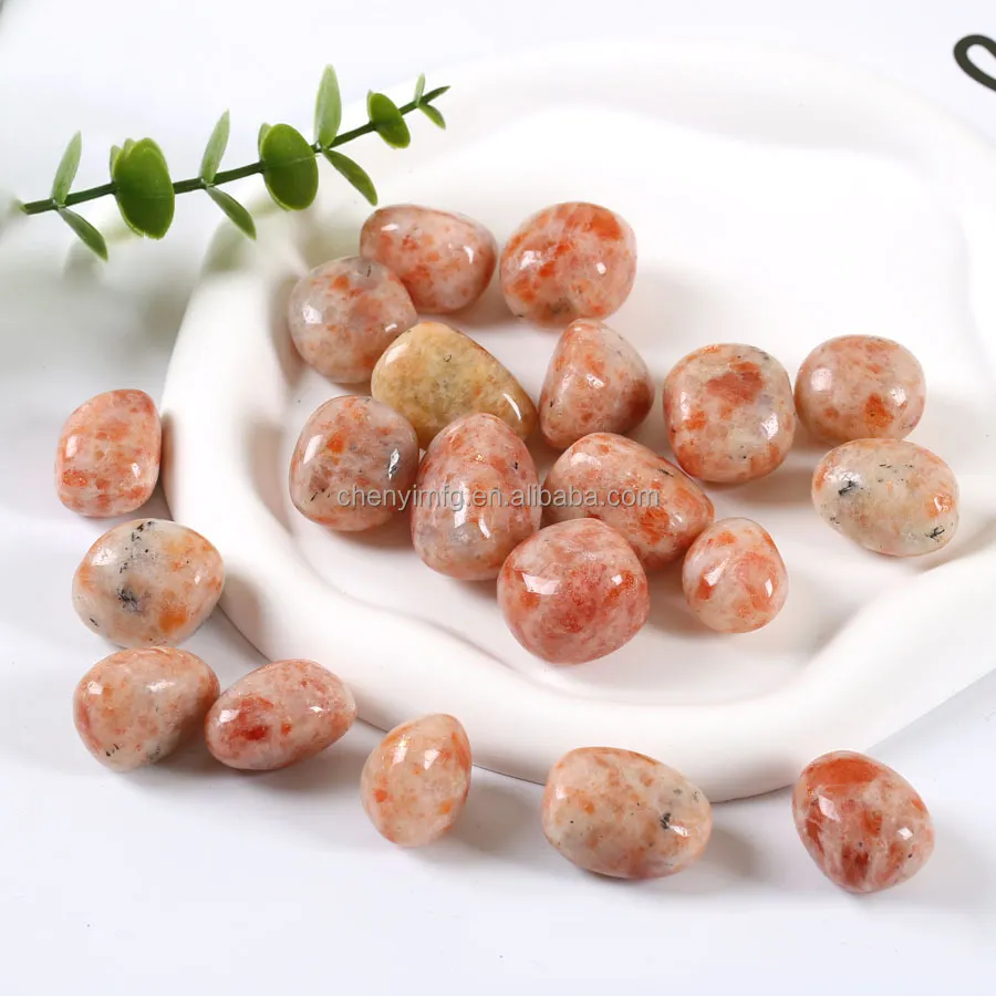 Sunstone Sụt Giảm Bán Buôn Giảm Xương Cùng Chakra Túi Đá 2-3Cm Vàng Dâu Tây Đá Cọ Đá Cho Chữa Bệnh Và Thiền Định