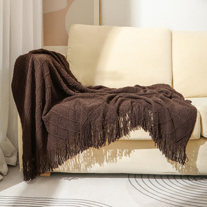 INSHARE Top qualité Super doux <span class=keywords><strong>chaud</strong></span> Design couleurs respirer texturé décor à la <span class=keywords><strong>maison</strong></span> acrylique tricoté jeter couvertures avec gland - Product Image 5