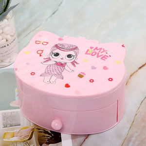 Cartoon Princess Cosmetic Storage Box Cat Shaped Hair Accessories Organizer For Kids Bedroom Study Desktop 18L - Product Image 3