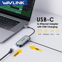 WAVLINK 5Gbps USB C Adaptateur Ethernet sans fil 95W Port de charge sans pilote Compatible Windows 10/11 Mac OS 11 Linux pour ordinateurs portables