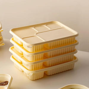 Biodegradable Disposable Cornstarch to Go Lunch Box Plastic Compostable Take Out Food <b>Container</b> - Product Image 4