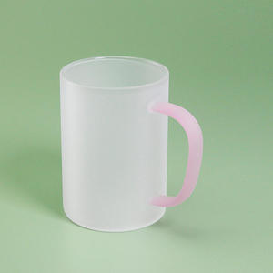 Tazza di vetro con manico a colori personalizzato all'ingrosso sublimazione trasparente/smerigliata 350 ML di bicchieri di vetro grezzi - Product Image 4