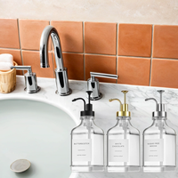 Dispenser Sabun Sirup Premium Dispenser Kopi Botol Kaca Persegi Dengan Pompa Stainless Steel Anti Karat 304 dan Label 500 ml