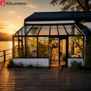 Véranda triangulaire moderne Rolansini en verre feuilleté trempé avec accessoires en alliage d'aluminium - Product Image 1