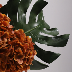 L'alta qualità ortensie artificiali rosso verde lascia eleganti vasi di fiori di vetro per la sala da pranzo decorazione della tavola di casa fatto a mano - Product Image 5