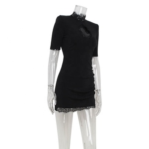 AIMEISI Abito Corto da Festa alla Moda con Inserti in Pizzo e Dettagli Traforati, Vestito Aderente Semplice per Donne - Product Image 5