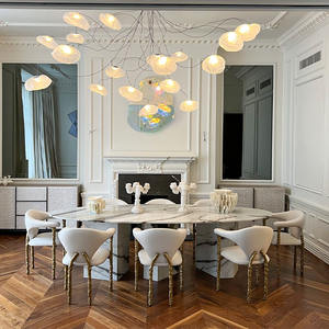 كرسي طعام خفيف وفاخر مصمم للفيلات والقُصور كرسي طعام نحاسي نقي مع مسند ظهر وتصميم فرع كرسي فردي - Product Image 2