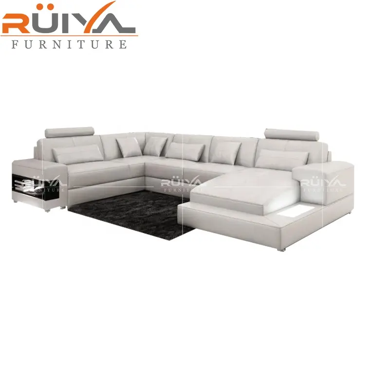 Hohe qualität wohnzimmer möbel U geformt weiß luxus leder möbel sofa