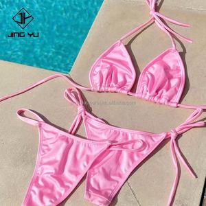 Bikini métallique à paillettes réfléchissantes brillantes en nylon 58% fil argenté 16% élasthanne 26% tissu de maillot de bain lurex personnalisé - Product Image 5