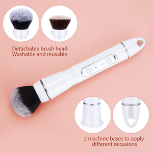 Brocha de maquillaje sónica giratoria eléctrica, aplicador de maquillaje, brocha de maquillaje de base de polvo líquido automática giratoria eléctrica, dos cabezales - Product Image 5