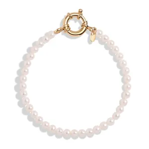 Gemnel minimalist 925 silver 18k gold plated natural freshwater pearl turquoise bracelet