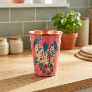 Floral Pattern Metal copper Pink Bohemian Design <b>Reusable</b> Party <b>Cup</b> for Adults - Product Image 4