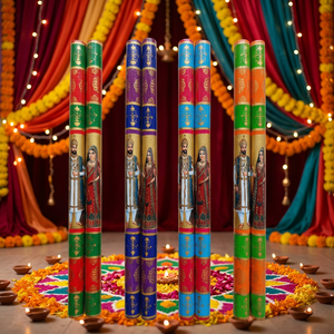 Palos de madera coloridos Dandiya con diseño Raja Rani para el festival Holi, palos de madera Dandiya Raja Rani para bailar con agilidad. - Product Image 3