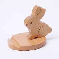Support de téléphone portable en bois, design rond, motif animal mignon, écologique, logo personnalisable, accessoires d'organisation de bureau de haute qualité