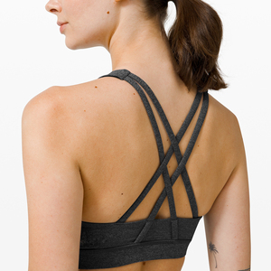 Reggiseno sportivo a supporto medio nero incrociato sul retro logo personalizzato Yoga br per le donne - Product Image 1