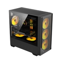 JNP Factory Micro ATX Fan Mid Tower Boîtier de jeu pour PC Système de refroidissement d'eau en verre trempé Alimentation Jeu d'ordinateur