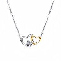 Collier de luxe classique personnalisé en usine, en argent sterling et or 14 carats, avec diamant de laboratoire rond