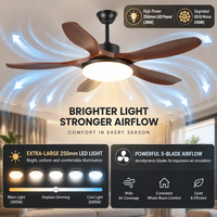 Kipas Angin Plafon Elektrik Modern 48 Inci 5 Baling-baling dengan Remote Control dan Lampu LED 250mm 38W yang Dapat Diredupkan untuk Ruang Tamu Ruang Makan