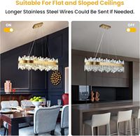 Lustre moderne en cristal Senfey, luxe, noir, rectangulaire, K9, goutte de pluie, ovale, cristal LED E12, luminaire de plafond pour hôtel, réglable, 5 ans de garantie