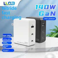 Chargeur GaN ignifuge 140W multi-ports 2C1A PD 3.1, adaptateur de charge rapide pour iPhones et ordinateurs portables