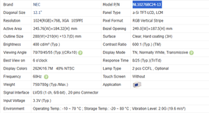 Nouveau panneau LCD industriel TFT d'origine pour NL10276BC24-13, 12.1 pouces, 1024x768, 400 Nits - Product Image 5