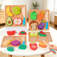 Juguetes Montessori de Madera, Juego de Cortar Frutas y Verduras, Rompecabezas Educativo Temprano, Juego de Cocina de Juego de Roles para Niños, Regalo