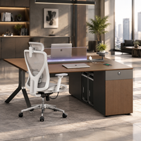 Poste de travail commercial pour 2 personnes, bureau en bois avec cloison en acrylique, armoire de rangement, mobilier de bureau en gros