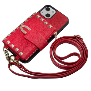Étui de téléphone de luxe en cuir véritable/cuir PU, anti-rayures, antichoc, avec sangle détachable, bandoulière, fermeture éclair, pour <span class=keywords><strong>iPhone</strong></span> 13/13 Pro Max - Product Image 3