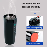 Mug chauffant intelligent en acier inoxydable 12V/24V, tasse à café électrique avec affichage LCD de la température, isolation thermique 12-24 heures pour adultes