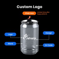 Boîtes transparentes personnalisées de haute qualité avec logo imprimé, jetables, 330 ml/500 ml, en PET, pour boissons froides, sodas